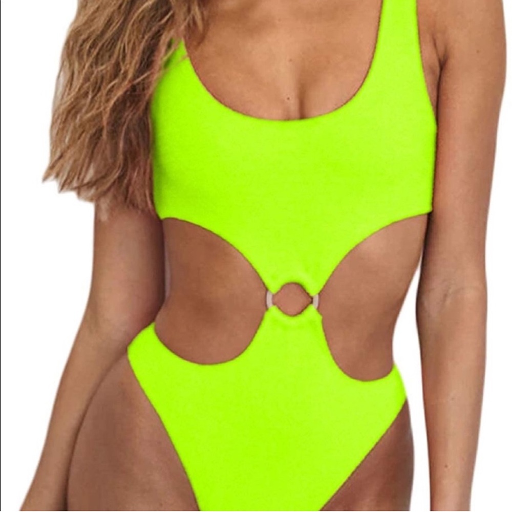 Neon Green Cutout Swimsuit